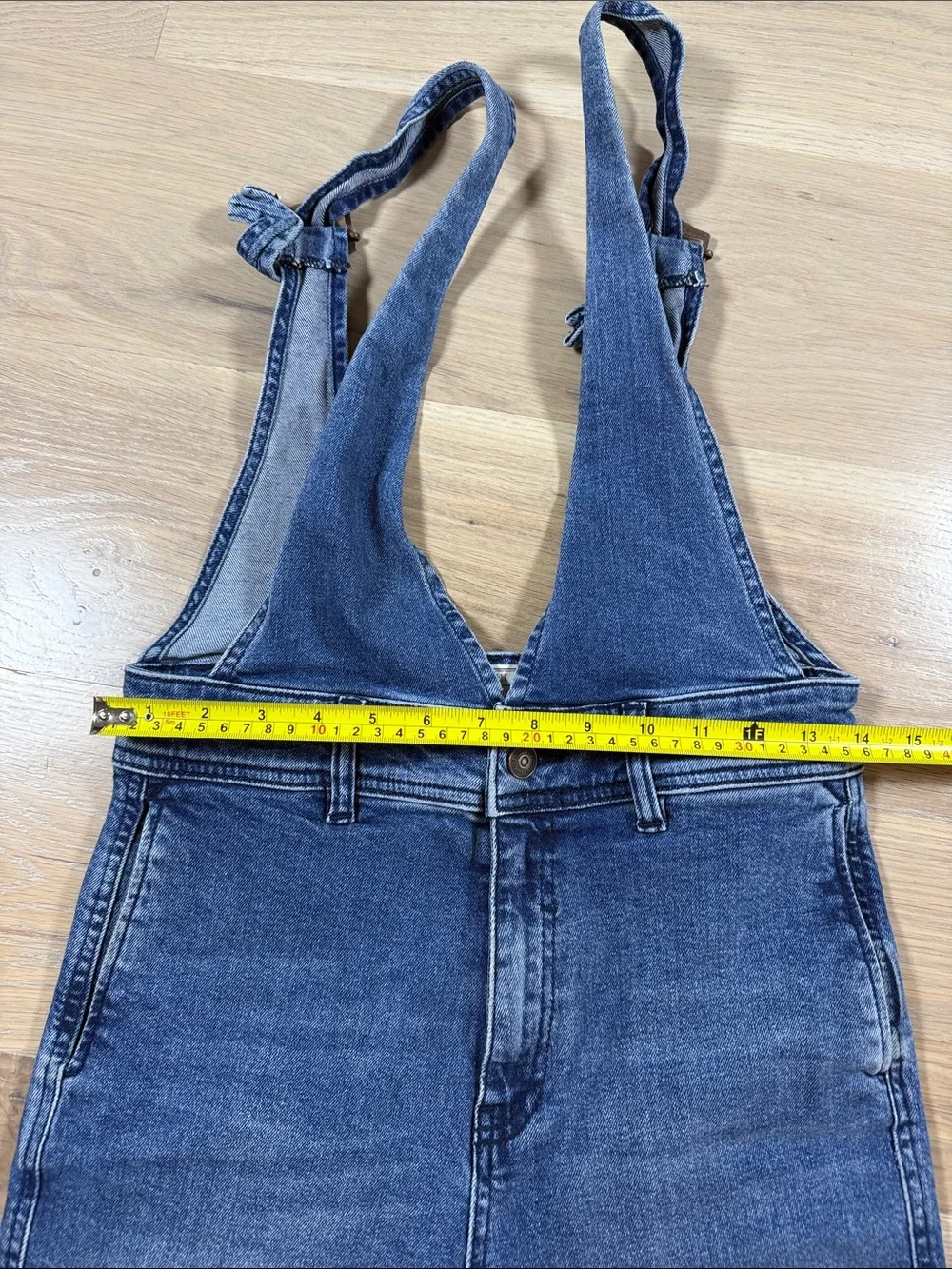 Free People Denim Wide Leg Overalls Suspender Jumpsuit Blue Wash Size 2
